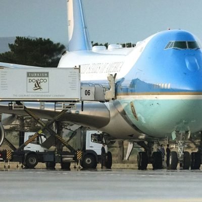 Trump ‘whisked off plane via catering container before taking secret flight’